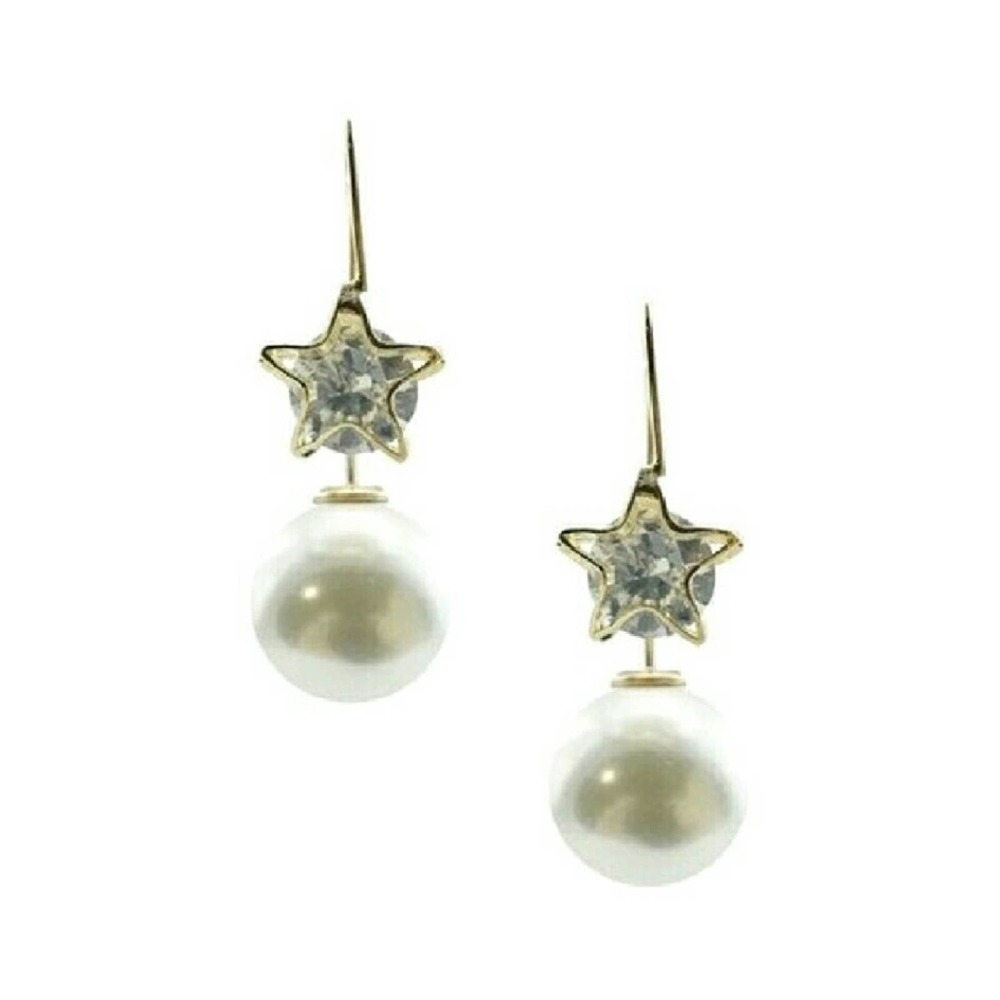 Star Thread Pearl Earrings